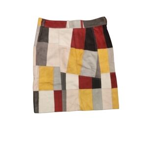 DKNY Suede Leather Patchwok Skirt Size 10 New With Tag